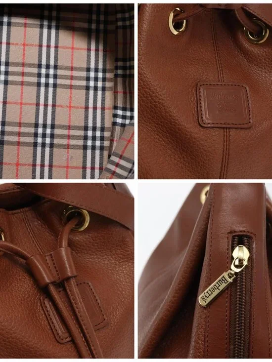 Burberrys Purse Shoulder Bag Leather Brown Gold Auth - Picture 14 of 15